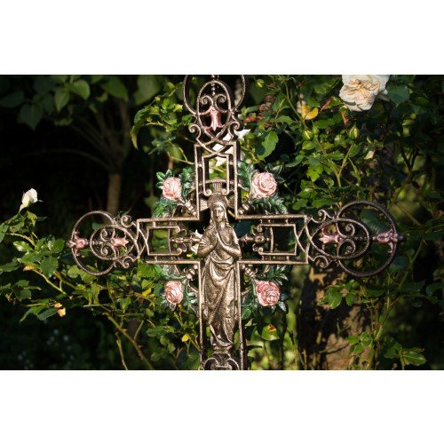 Romantisches Kreuz stehend Schmuck für Grab Tierbestattung Friedhofskreuz Grabkreuz 