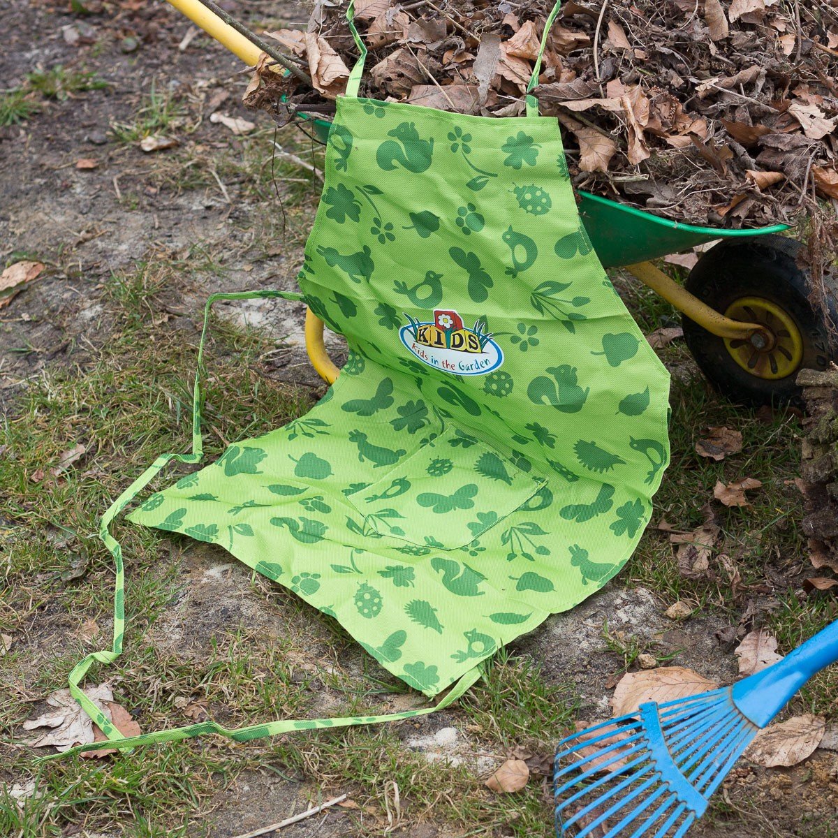 Arbeitsschürze in grün Gartenschürze für Kinder Bastelschürze mit Tasche 