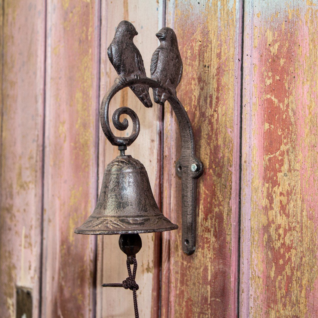 Glocke im Landhausstil mit Vögelchen Wandglocke für Gartenhaus 