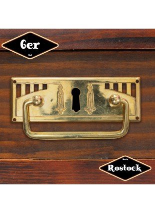 Schubladengriff,Serie "Rostock",6er Pack  | Eisen in Messing gl. | H4,4xB9,8cm