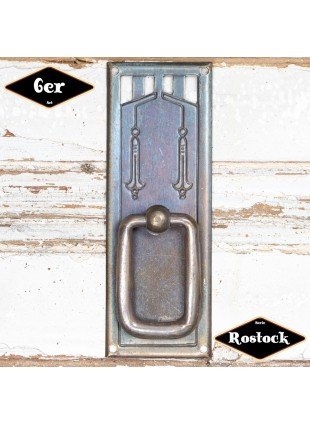 Schubladengriff,Serie "Rostock",6er Pack  | Eisen in Messing pat. | H9,8xB3,6cm