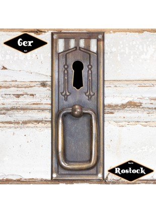 Schubladengriff,Serie "Rostock",6er Pack  | Eisen in Messing pat. | H9,8xB3,6cm