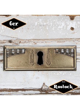 Schlüsselplatte,Serie "Rostock",6er Pack  | Eisen in Messing pat. | H3,8xB9,8cm
