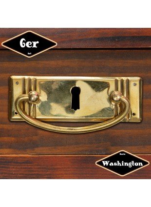Schubladengriff,Serie "Washington",6er Pack | Eisen in Messing gl. | H4,2xB9,5cm