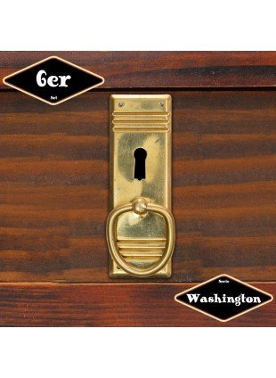 Schubladengriff,Serie "Washington",6er Pack | Eisen in Messing gl. | H9,7xB3,3cm