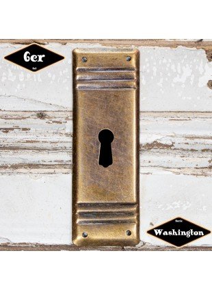 Schlüsselplatte,Serie "Washington",6er Pack | Eisen in Messing pat.| H3,3xB9,5cm