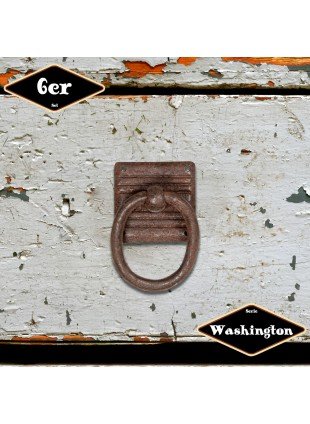Schubladengriff,Serie "Washington",6er Pack | Eisen rostig | H5,5xB3,1cm
