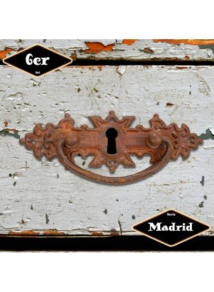 Schubladengriff,Serie "Madrid",6er Pack| Eisen rostig | H4,5xB11,3cm