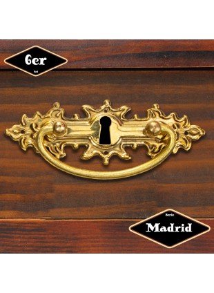 Schubladengriff,Serie "Madrid",6er Pack | Eisen in Messing gl. | H4,5xB11,3cm