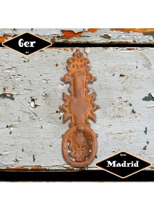 Schubladengriff,Serie "Madrid",6er Pack| Eisen rostig | H11,4xB3,8cm