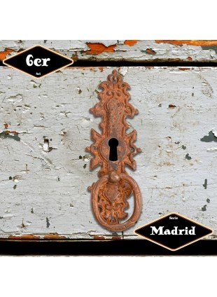 Schubladengriff,Serie "Madrid",6er Pack| Eisen rostig | H11,4xB3,8cm