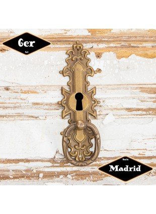 Schubladengriff,Serie "Madrid",6er Pack | Eisen in Messing pat.. | H11,3xB3,8cm