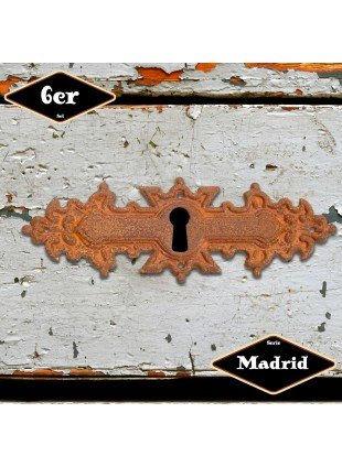 Schlüsselplatte,Serie "Madrid",6er Pack | Eisen rostig.| H3,8xB11,3cm