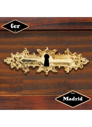 Schlüsselplatte,Serie "Madrid",6er Pack | Eisen in Messing pat.| H3,9xB11,3cm