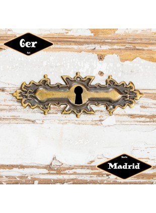 Schlüsselplatte,Serie "Madrid",6er Pack | Eisen in Messing pat.| H3,8xB11,3cm