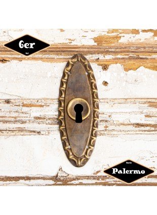 Schlüsselplatte,Serie "Palermo",6er Pack | Eisen in Messing pat.| H9,7xB3,4cm