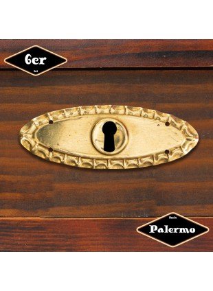 Schlüsselplatte,Serie "Palermo",6er Pack | Eisen in Messing gl.| H3,4xB9,7cm
