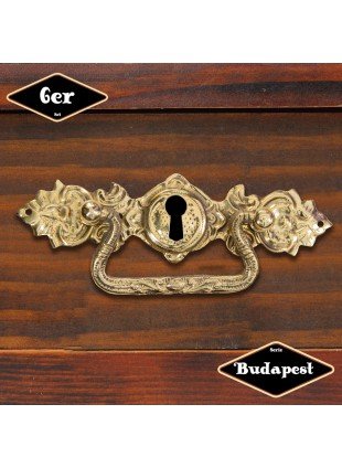 Schubladengriff,Serie "Budapest",6er Pack | Eisen in Messing gl. | H4,1xB11,8cm