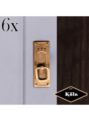 Schlüsselplatte mit Griff, Eisen in Antikmessing, Serie "Köln", 6er Pack