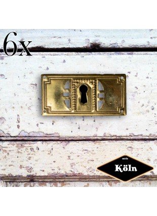 Schlüsselplatte mit Schlüsselloch, Eisen in Messing gl., Serie "Köln", 6er Pack