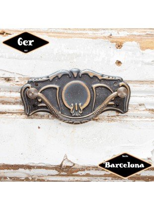 Schubladengriff,Serie "Barcelona",6er Pack | Eisen in Messing pat. | H4,3xB8,3cm