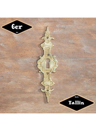 Schlüsselplatte,Serie"Tallin",6er Pack|Gusseisen in Messing gl.|H11,0xB3,0cm