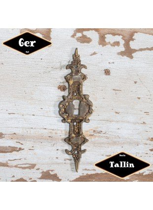 Schlüsselplatte,Serie"Tallin",6er Pack|Gusseisen in Messing pat.|H11,0xB3,0cm