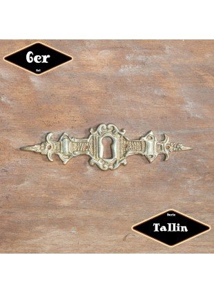 Schlüsselplatte,Serie"Tallin",6er Pack|Gusseisen in Messing gl.|H3,0xB11,0cm