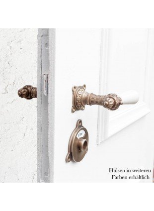Drückergarnitur für Zimmertüren-Porzellangriff - WC | BB | Messing patiniert
