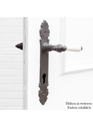 Drückergarnitur für Haustüren, Keramikgriff | PZ92 | Eisen braun