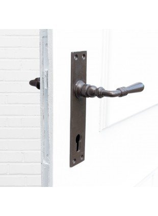 Drückergarnitur für Haustüren, Langschilder | PZ92 | Eisen braun