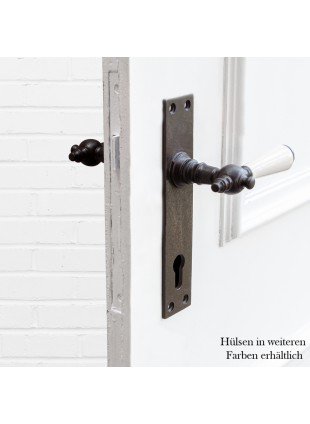 Drückergarnitur für Haustüren, Langschilder | PZ92 | Eisen braun