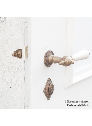Drückergarnitur für Zimmertüren - Porzellangriff | BB | Messing patiniert