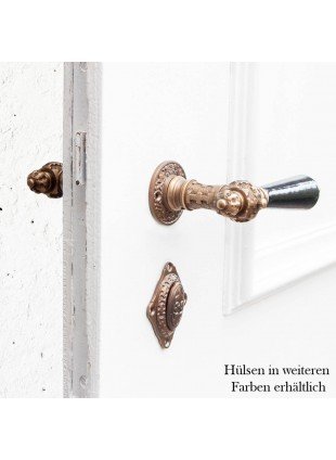 Drückergarnitur für Zimmertüren - Keramikgriff | BB | Messing patiniert