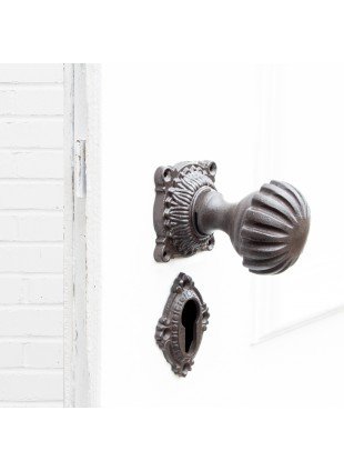 Türbeschlag mit Knauf für Haustüren, edles Design | PZ | Eisen braun