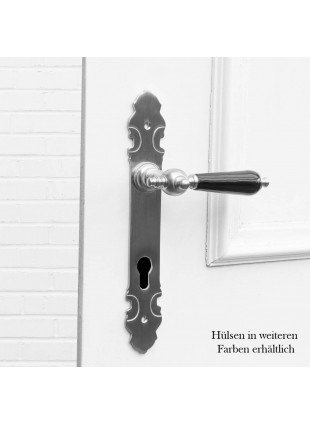 Drückergarnitur mit Langschildern für Haustüren  | PZ92 | Nickel matt
