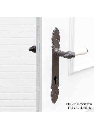 Klinkenset für Haustüren, Keramikgriff | PZ92 | Eisen braun
