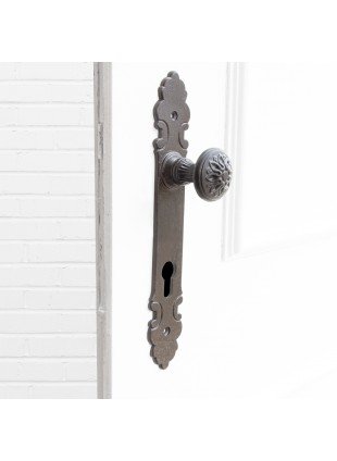 Türbeschlag mit Knauf für Haustüren-Langschilder | PZ92 | Eisen braun