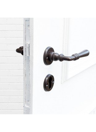 Klinkenset für Haustüren, rustikales Design | PZ | Eisen braun
