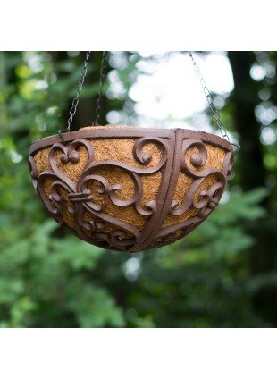 Blumenampel in antikbr. - Hanging Basket - handgefertigt für Balkon oder Terasse