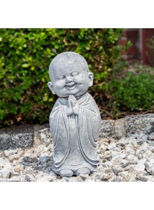 Buddha, Skulptur, groß, Funny | Stein, Grau | H 25,0 x B 10,0 cm