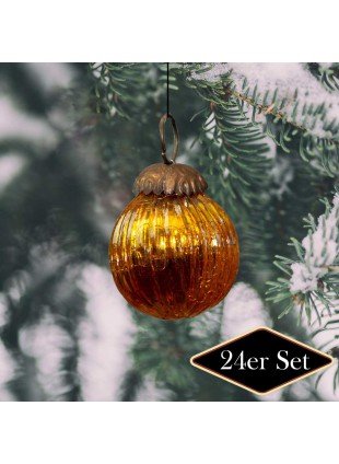 Christbaumkugelset, Gold, klein, Weihnachten, 24er Set