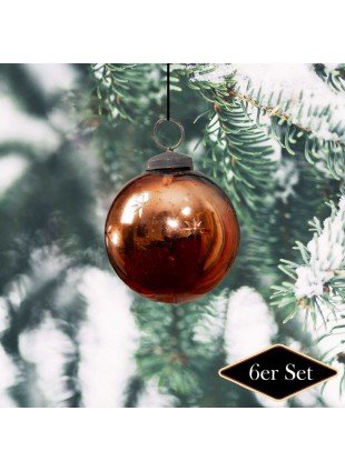 Christbaumkugeln, Orange(kupfer), Sterne,  Weihnachten, 6er Set