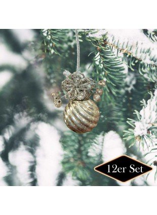 Christbaumkugeln, Silber-gold, Baumschmuck, Weihnachten, 12er Set
