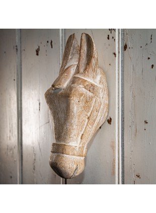 Holzbüste als Wanddekoration, Pferd, Wanddeko, Gekalkt