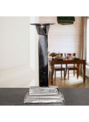 Kerzenhalter, Aluminium, eckig, Dekoration - H.26cm