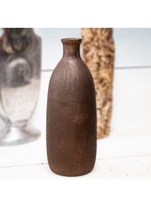 Dekoflasche, Vase, Groß, Chabby Chic | Glas, Rot-Braun | H 33,5 x B 11,5 cm