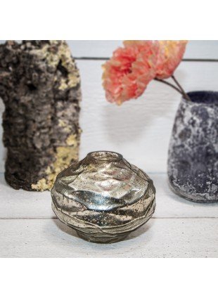 Dekovase, Struktur, Chabby Chic | Glas, Gold | H 12,5 x B 15,0 cm