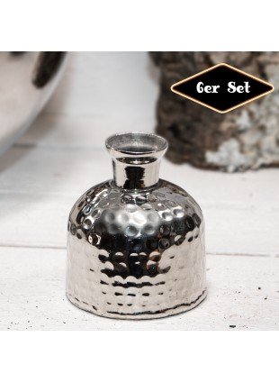 Dekovasenset, 6er, Flasche, Chabby Chic | Glas, Silber | H 10,0 x B 8,3 cm