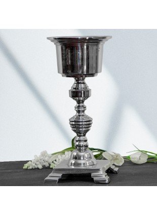 Kerzenhalter aus Aluminium, klein, Pokal, Dekoration